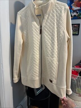 L.L. Bean Cream Quilted-Front Jacket